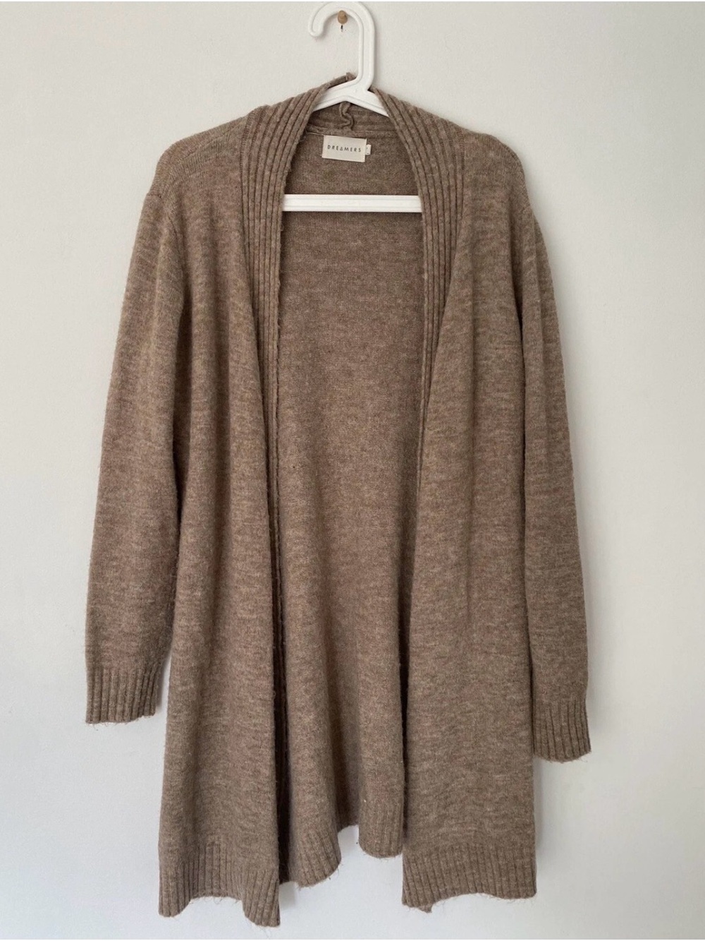 Dreamers open -Front Longline Cardigan - Taupe Brown
